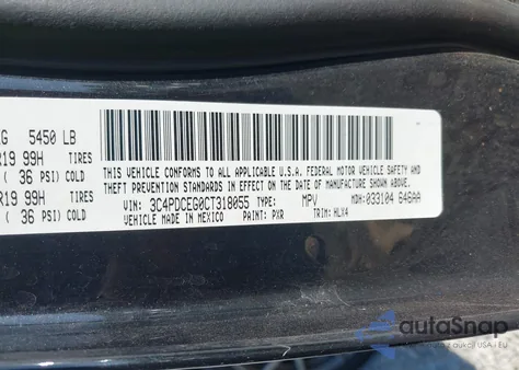 2012 Dodge Journey R/T z USA, uszkodzony, nr VIN 3C4PDCEG0CT318055